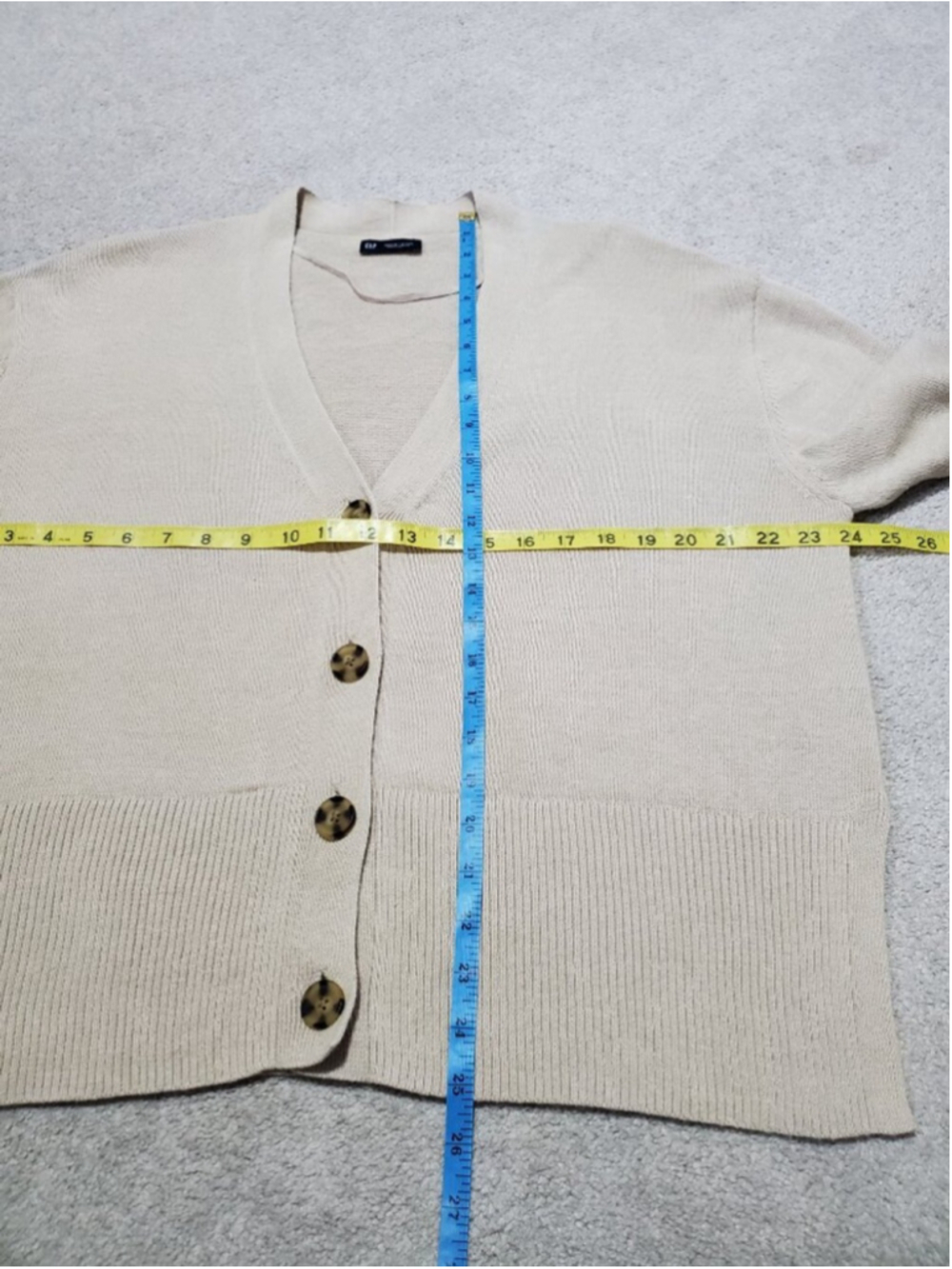 GAP 24/7 Split-Hem Linen Blend Knit Oversized Cardigan Sweater Bedrock Tan Small - Picture 10 of 10